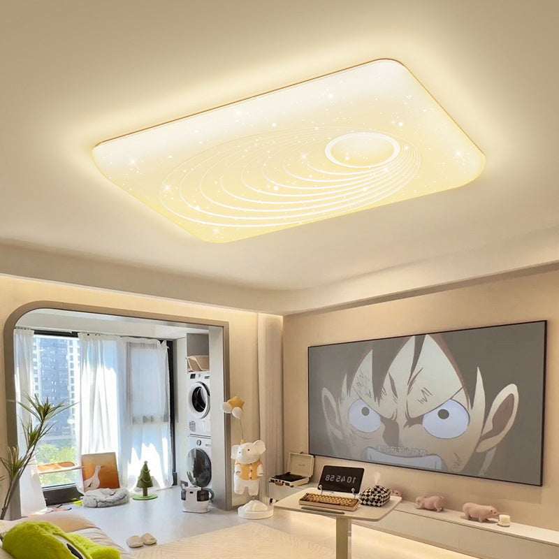 Moderne minimalistische Creme Rechteck Eisen PVC LED Unterputz Deckenleuchte für Wohnzimmer 