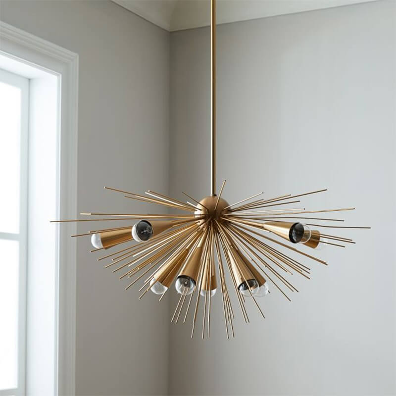 Skandinavische Moderne Radialform-Hardware 10-Licht Kronleuchter 