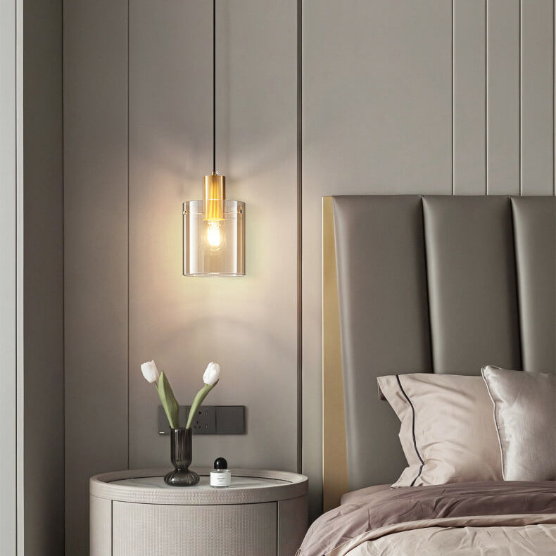 Nordic Minimalist Glass Cylinder Jar 1-Light Pendant Light