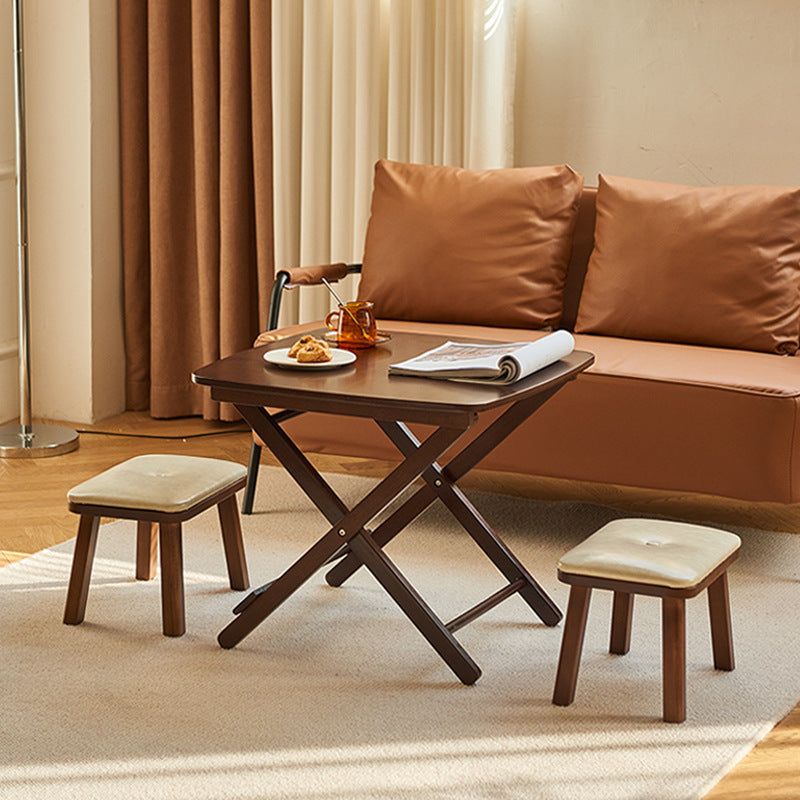 Traditioneller klappbarer quadratischer Tisch aus Kautschukholz im Vintage-Stil für das Wohnzimmer 