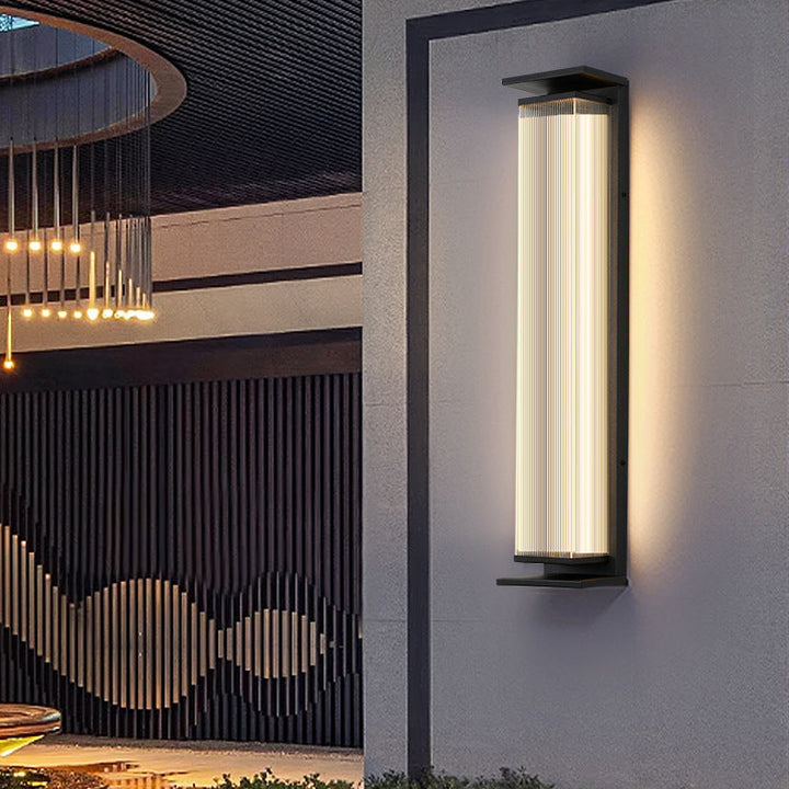 Moderne minimalistische wasserdichte rechteckige Edelstahl-Acryl-LED-Wandleuchte für die Terrasse im Freien