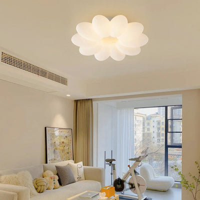 Zeitgenössische kreative florale Eisen PVC LED Semi-Flush Mount Deckenleuchte für Wohnzimmer 