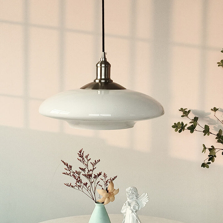 Lámpara colgante de 1 luz de hardware de vidrio ovalado crema moderno francés 