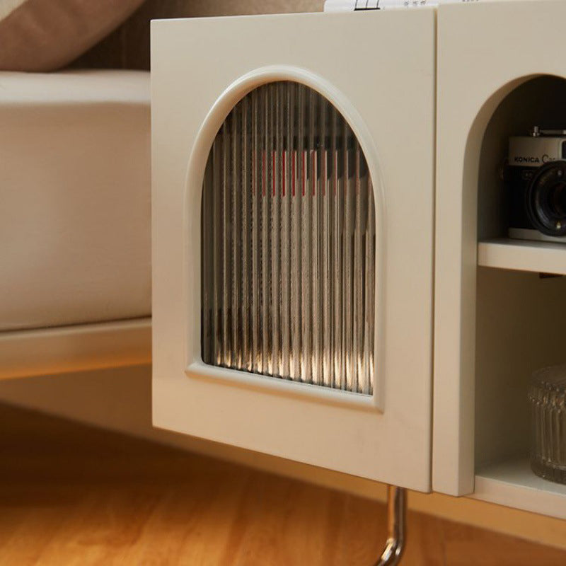Table de chevet moderne minimaliste rectangulaire en verre avec panneau en bois et acier inoxydable à 3 tiroirs pour chambre 