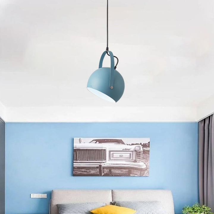Contemporary Nordic Macaron Aluminum Semicircle 1-Light Pendant Light for Living Room