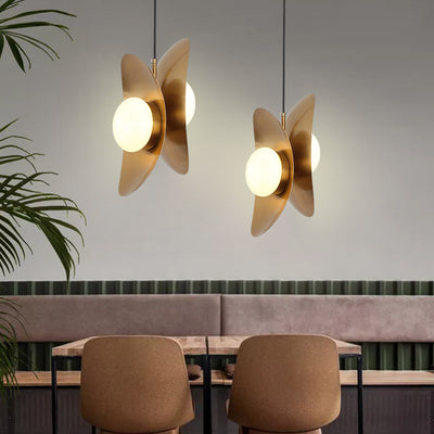 Zeitgenössische nordische ovale Kugel Eisen Titan 2-Licht Pendelleuchte für Wohnzimmer 