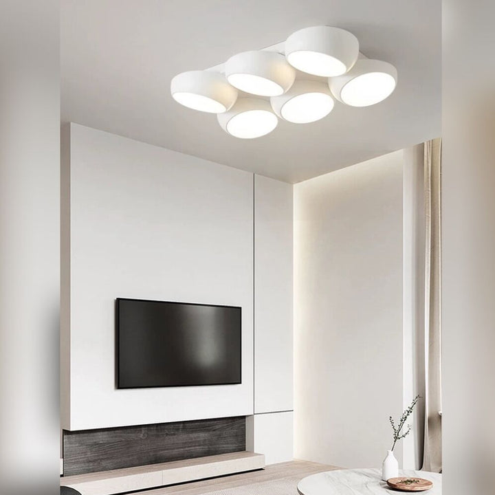 Moderne minimalistische Kombination Runde Eisen Kunststoff LED Unterputz Deckenleuchte für Wohnzimmer 