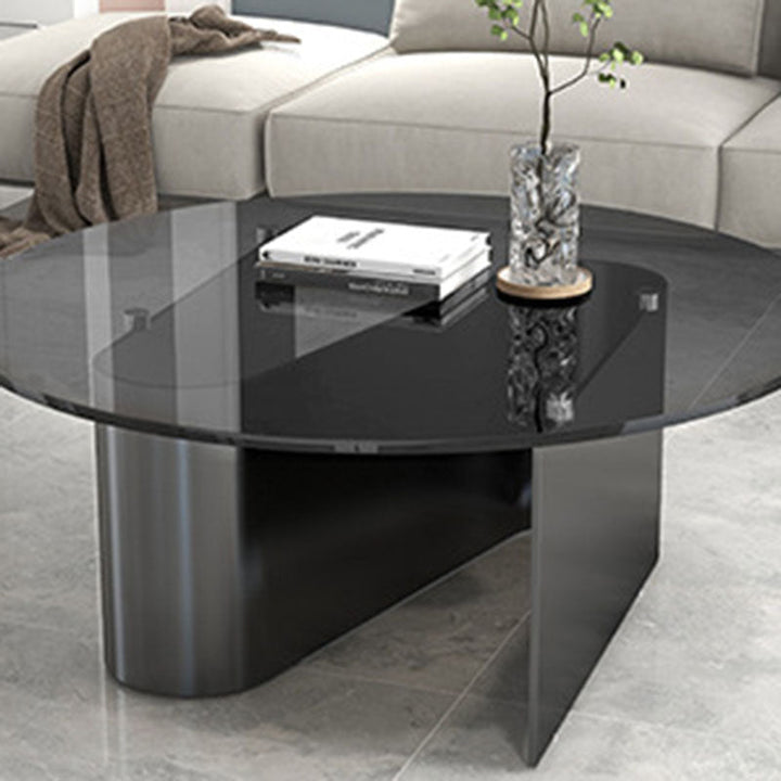 Moderner minimalistischer runder quadratischer Couchtisch aus Glas, Steinplatte und Karbonstahl mit 1 Ebene für das Wohnzimmer 