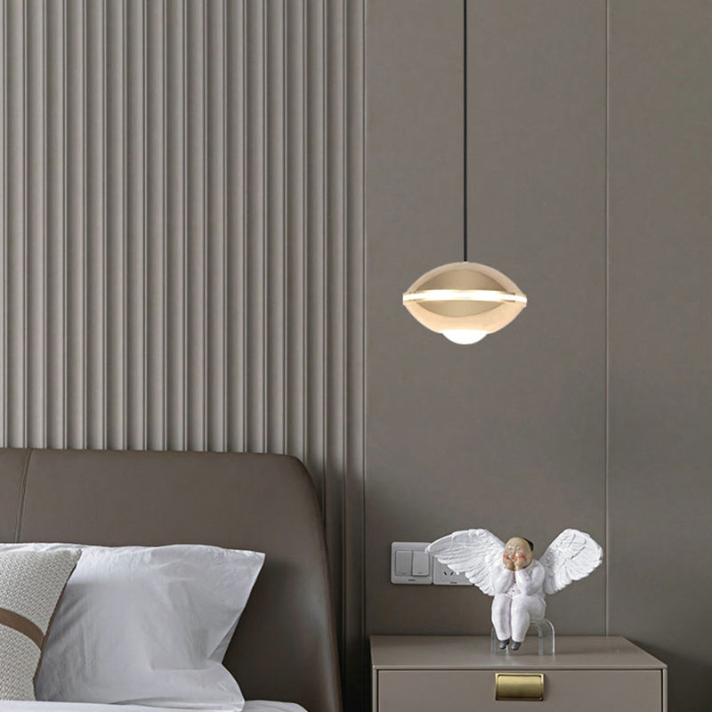 Zeitgenössische nordische ovale Aluminium-Acryl-LED-anhebbare Pendelleuchte für Wohnzimmer 