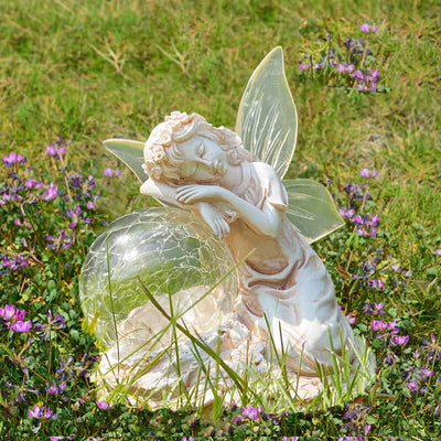 Zeitgenössische kreative Solar Flower Fairy Harz Outdoor wasserdicht Rasen Landschaft Licht für Garten 