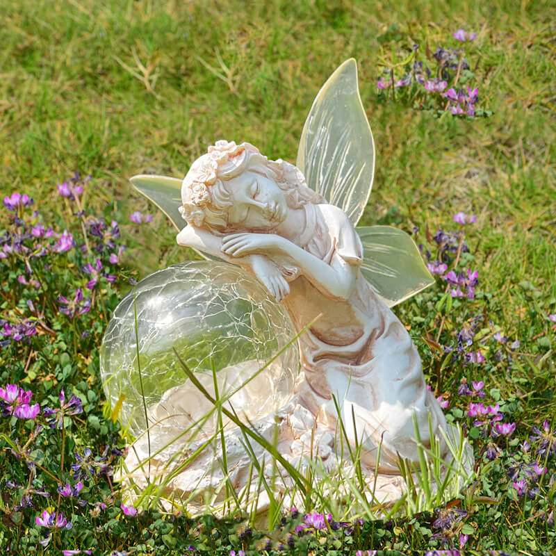 Zeitgenössische kreative Solar Flower Fairy Harz Outdoor wasserdicht Rasen Landschaft Licht für Garten 