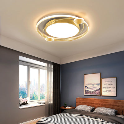 Plafonnier LED rond en fer acrylique de simplicité moderne pour chambre à coucher 