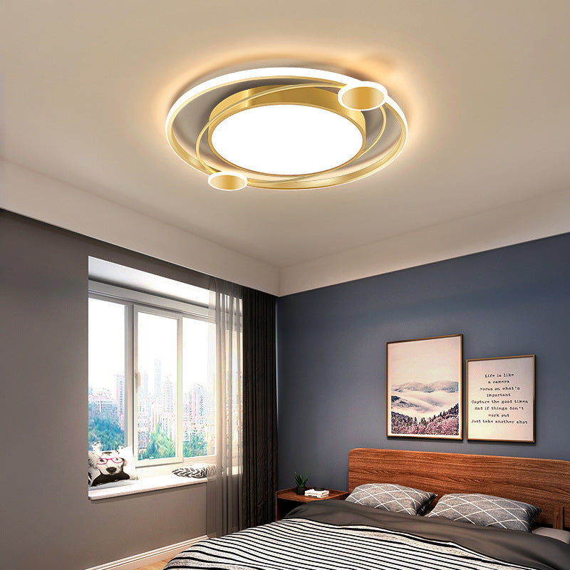 Plafonnier LED rond en fer acrylique de simplicité moderne pour chambre à coucher 