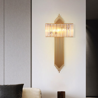 Applique Murale Moderne en Cristal Simple de Luxe Léger Carré à 2 Lumières 