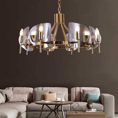 Nordic Luxury Glass Arc Shade Branch 8-Light Chandelier