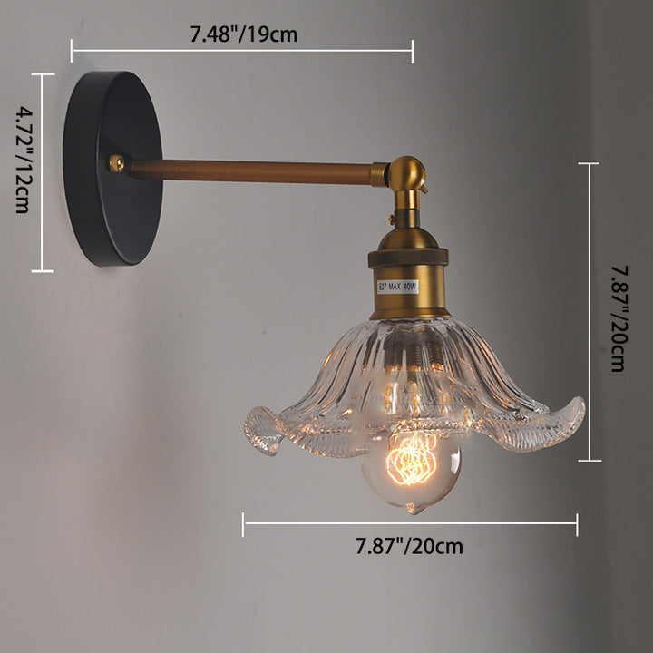 Moderne Retro Eisen Glas Blume 1-Licht Wandleuchte Lampe für Nachttisch 