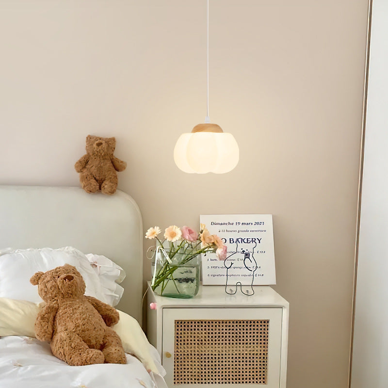 Lustre à suspension 1 lumière en bois avec abat-jour en kapok acrylique pastoral traditionnel français pour chambre 