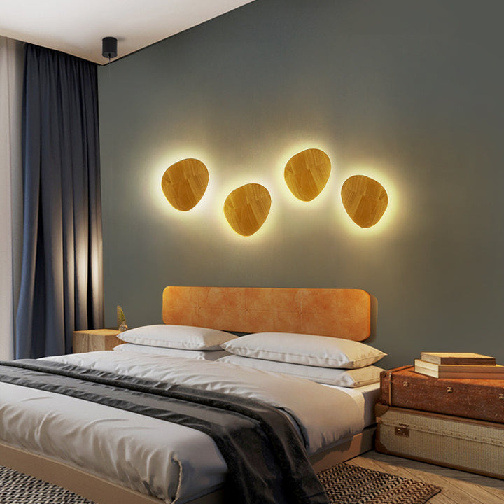 Applique Murale LED en Bois Ovale Irrégulier Rond Minimaliste Moderne Pour Salon 