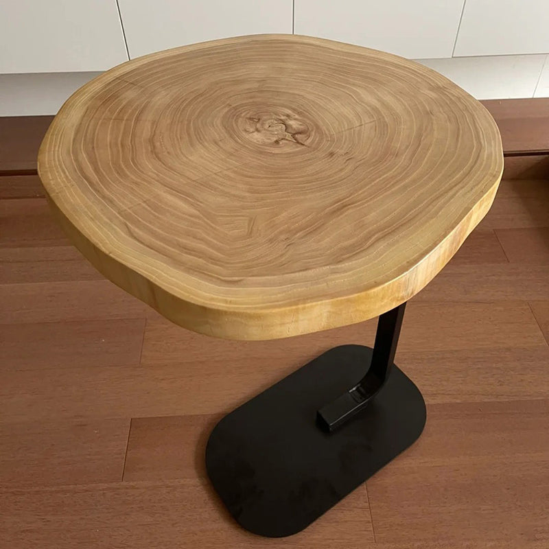 Traditioneller japanischer runder Jahresring-Holz-Eisentisch für das Wohnzimmer 