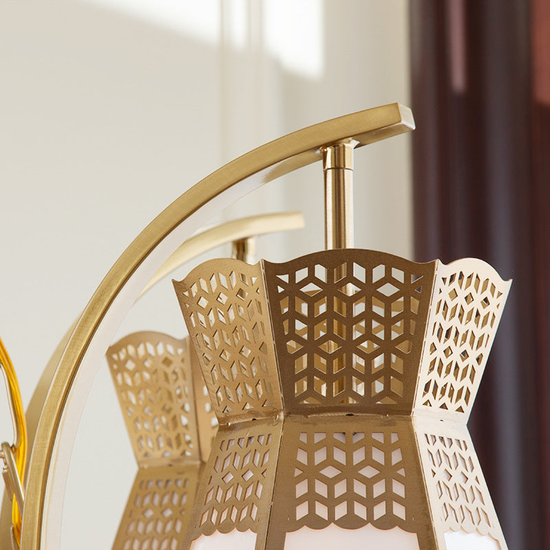 Lustre traditionnel vintage en forme de lanterne en fer et acrylique à 9 lumières pour salon 