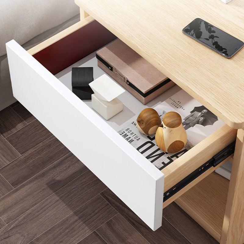 Table de chevet moderne en panneau de densité à dessus carré avec 1 tiroir pour chambre à coucher 