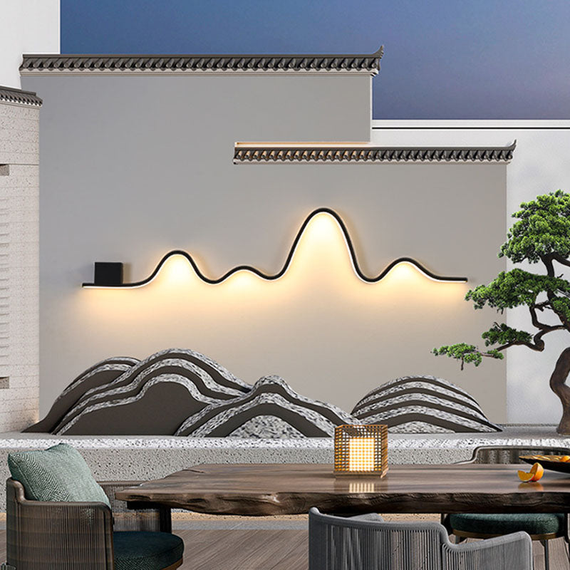 Applique Murale LED en Bande Solaire Imperméable Minimaliste Moderne en Fer Aluminium Silice pour Patio Extérieur 