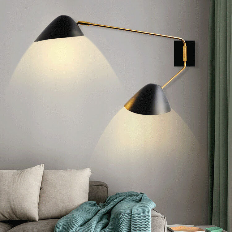 Nordic Light Luxus Galvanisierte Eisenlangarm 1/2-Licht Wandleuchte 