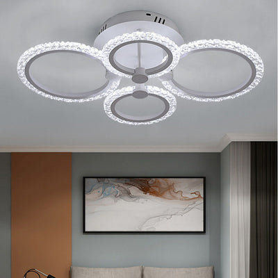 Contemporary Nordic Stainless Steel Acrylic Round LED Semi-Flush Mount Ceiling Light For Bedroom