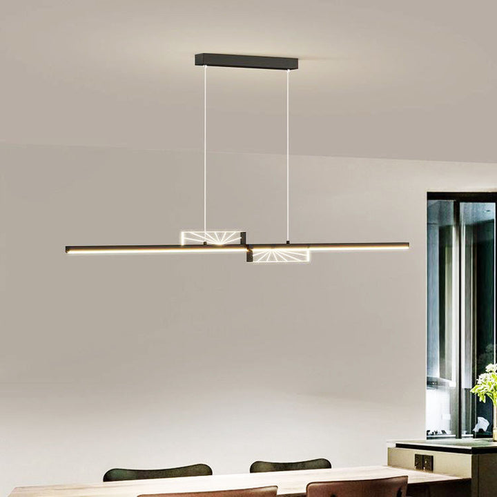 Moderne minimalistische Streifen Kegel Kreis Eisen Acryl LED Kronleuchter Insel Licht für Esszimmer 