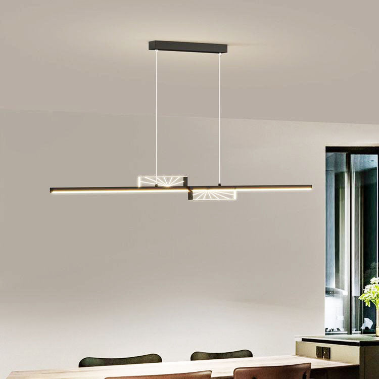 Moderne minimalistische Streifen Kegel Kreis Eisen Acryl LED Kronleuchter Insel Licht für Esszimmer 