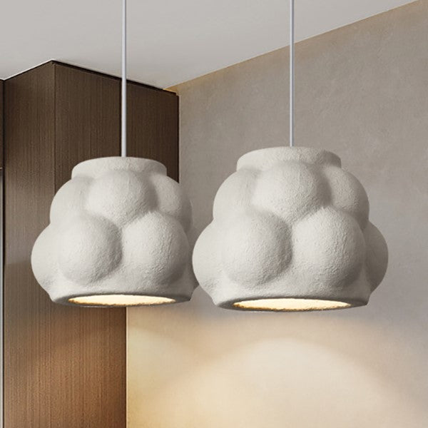 Traditionelle japanische Wabi-Sabi-Imitation Zement Textur Bubble Shade 1-Licht Pendelleuchte für Wohnzimmer 