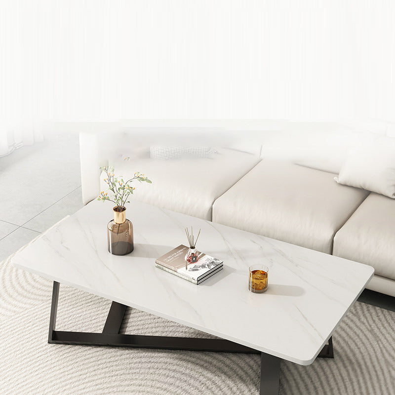 Modern Minimalist Rectangular MDF Iron Coffee Table For Living Room
