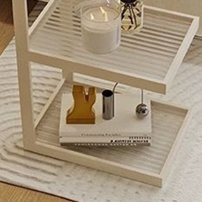 Table d'appoint rectangulaire minimaliste moderne en verre à rayures et en fer 3/4 niveaux pour salon 