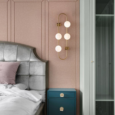 Contemporary Scandinavian Oval Orb Hardware Glass 4-Light Wall Sconce Lamp For Living Room