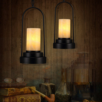 Vintage Industrial Candle 1-Licht Hanfdraht LED Pendelleuchte 