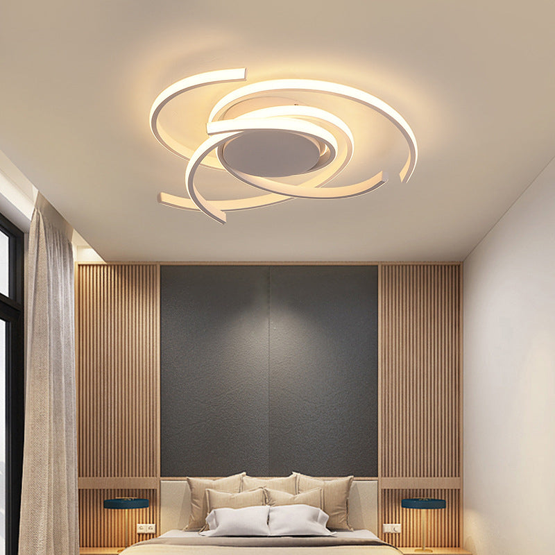 Plafonnier LED à montage affleurant en bande en spirale en aluminium minimaliste moderne pour chambre 