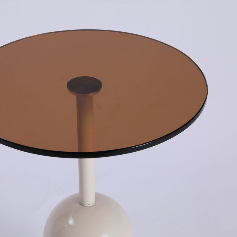 Table basse ronde en métal et verre nordique contemporaine pour salon 