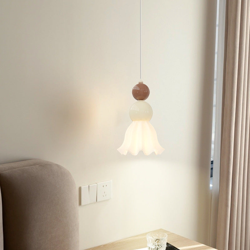 Modern Minimalist Round Gourd Petal Hardware Glass 1-Light Pendant Light For Bedroom