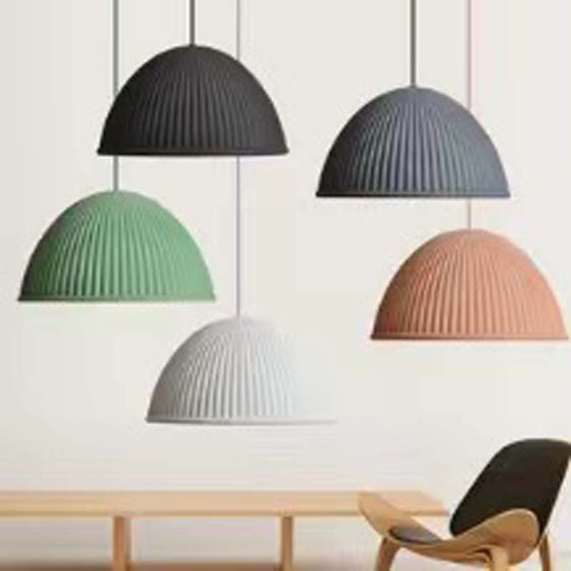 Contemporary Scandinavian Resin Half Circle Stripe Design 1-Light Pendant Light For Dining Room