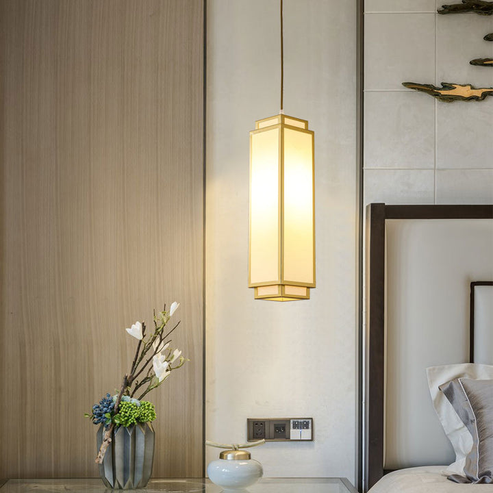 Traditionelle chinesische rechteckige Pendelleuchte aus Eisengewebe mit 1 Licht für Wohnzimmer 