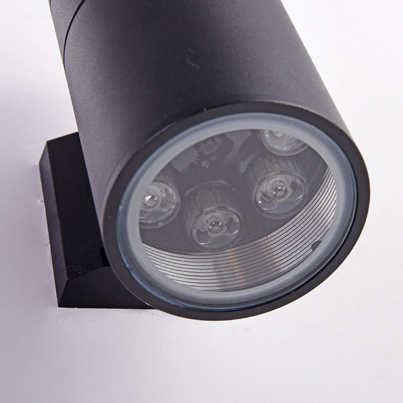 Contemporary Industrial Cylindrical Aluminum Glass Up And Down Luminous LED Waterproof Wall Sconce Lamp For Outdoor Patio
