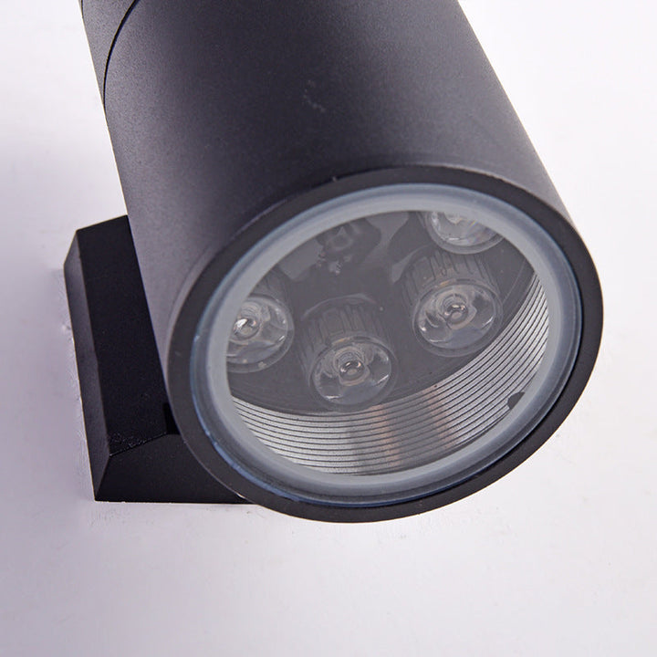 Contemporary Industrial Cylindrical Aluminum Glass Up And Down Luminous LED Waterproof Wall Sconce Lamp For Outdoor Patio