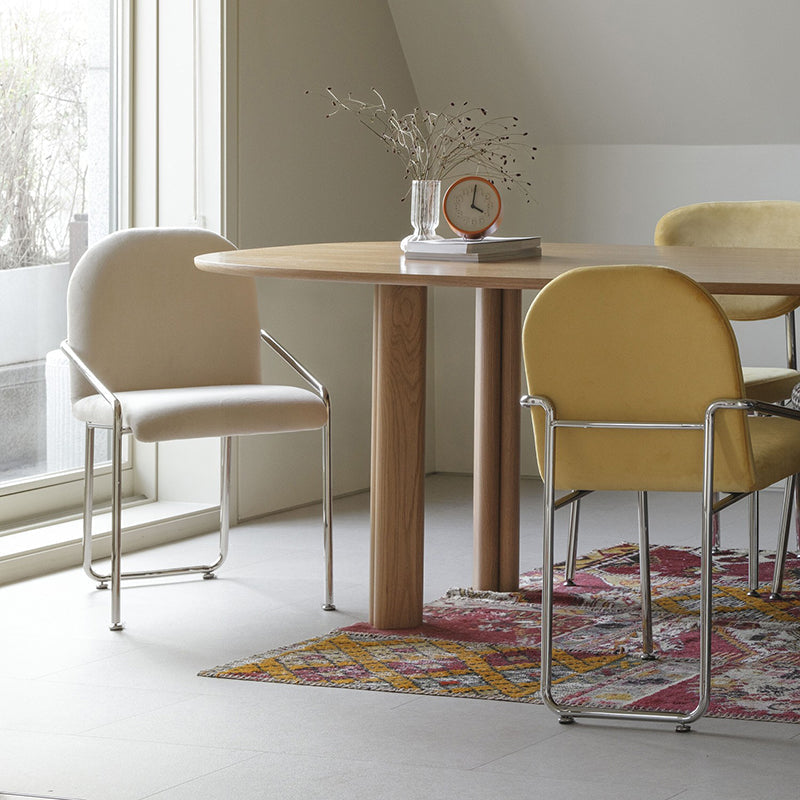 Zeitgenössischer nordischer quadratischer Samt-Edelstahlstuhl mit Rückenlehne und Armlehne für das Wohnzimmer 