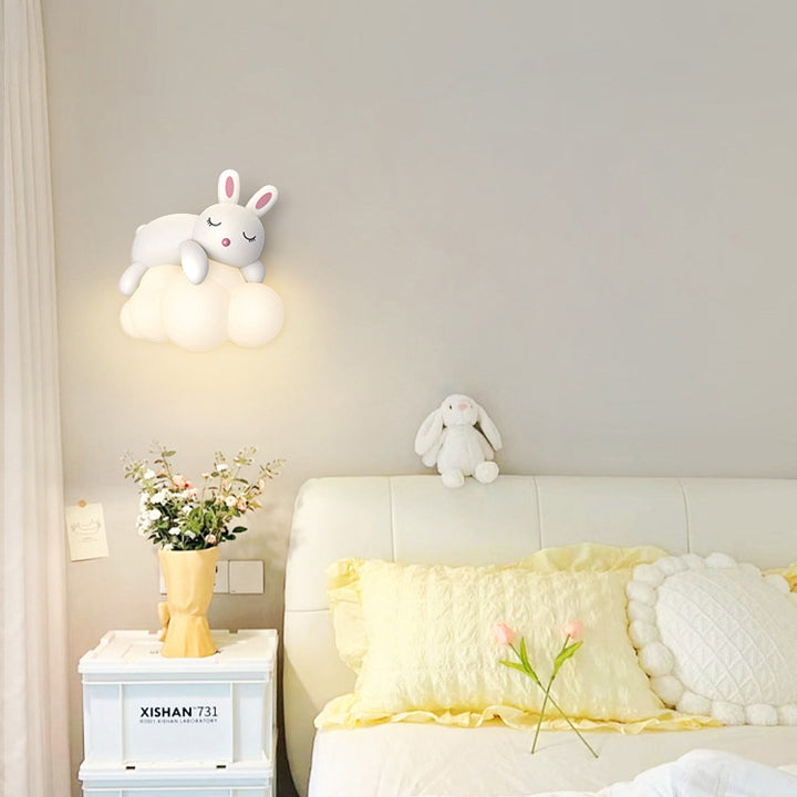 Zeitgenössische Nordic Kinder Harz PE Bär Kaninchen LED Wand Leuchte Lampe Für Schlafzimmer 