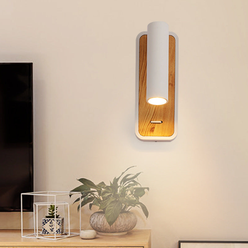 Lámpara de Aplique de Pared LED de Cilindro Giratorio Moderno Minimalista de Aluminio y Acrílico para Dormitorio 