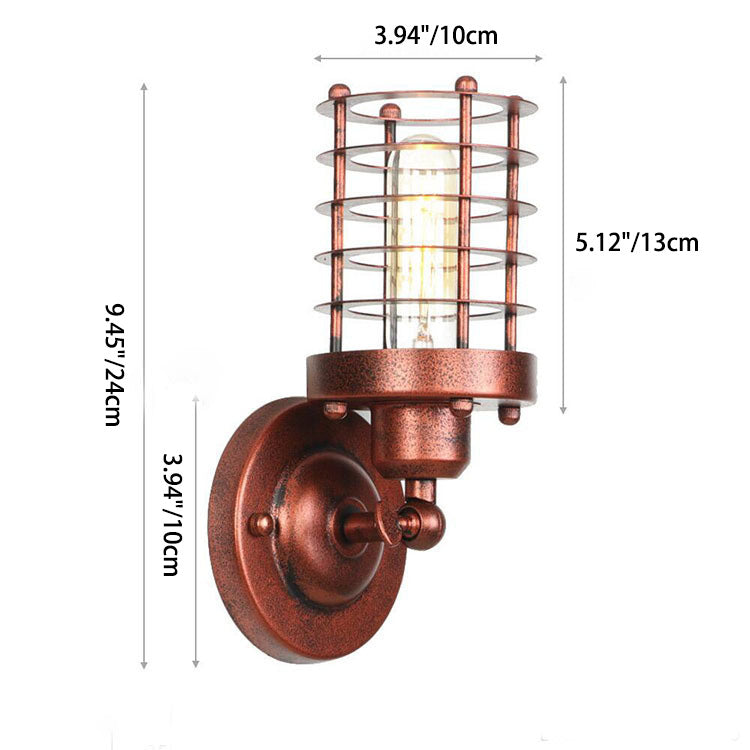 Lampe murale à un feu en fer à cylindre industriel contemporain pour couloir 