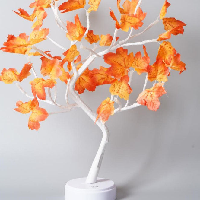 Contemporary Creative Christmas Plastic Maple Leaf Tree Lights LED Decorative Table Lamp For Bedroom