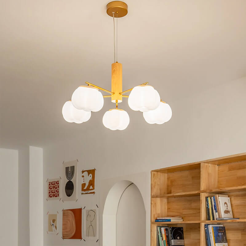 Japanischer minimalistischer PE-Baumwollschirm 5/8-Licht Kronleuchter 
