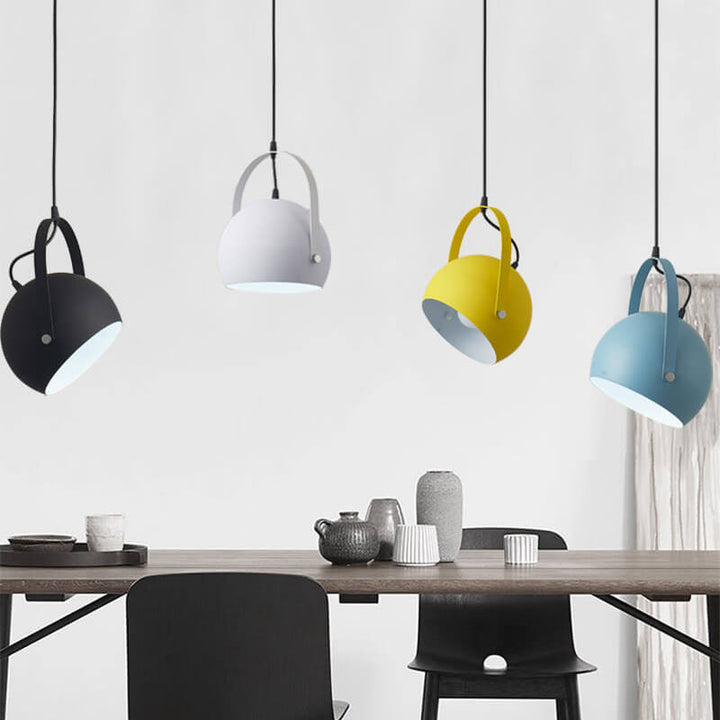 Contemporary Nordic Macaron Aluminum Semicircle 1-Light Pendant Light for Living Room