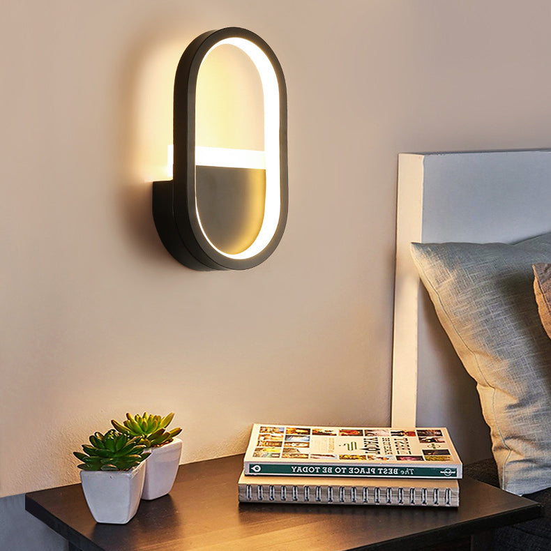 Moderne minimalistische Eisen Silikon elliptische Kreisbogen LED Wandleuchte Lampe für Schlafzimmer 